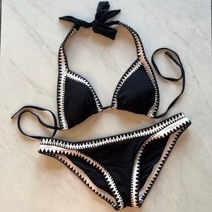Black and white stitched bikini